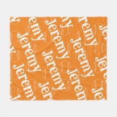 Couverture Polaire Blanche polaire de baseball orange et blanc (Devant (Horizontal))