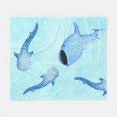 Couverture Polaire Blanche polaire de requin-baleine - Aquarelle océa (Devant (Horizontal))