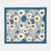 Couverture Polaire Blanche polaire Fleur sauvage bleue et blanche (Devant (Horizontal))