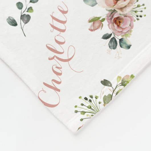 Couverture Polaire Blanche polaire florale monogramme (Coin)