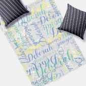 Couverture Polaire Blanche-polaire gris pâle avec nom répété