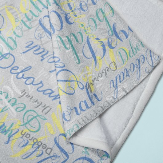 Couverture Polaire Blanche-polaire gris pâle avec nom répété