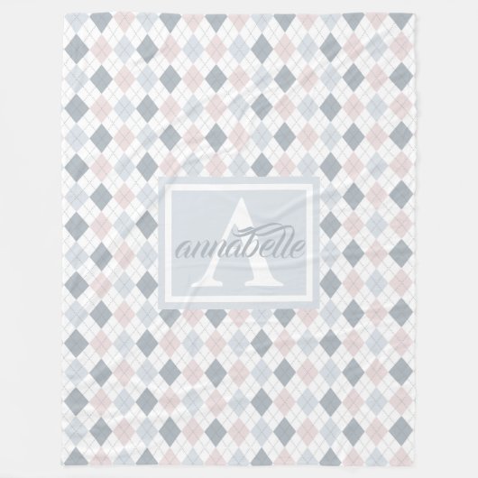 Couverture Polaire Blanche polaire personnalisée bleue, blanche et ro (Devant)