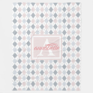Couverture Polaire Blanche polaire personnalisée rose, bleu et blanc