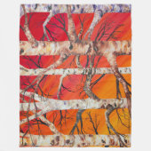 Couverture Polaire Blanche polaire rouge à bouleau couché de soleil (Devant)