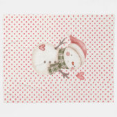 Couverture Polaire Blanche polaire rouge avec Snowman (Devant (Horizontal))