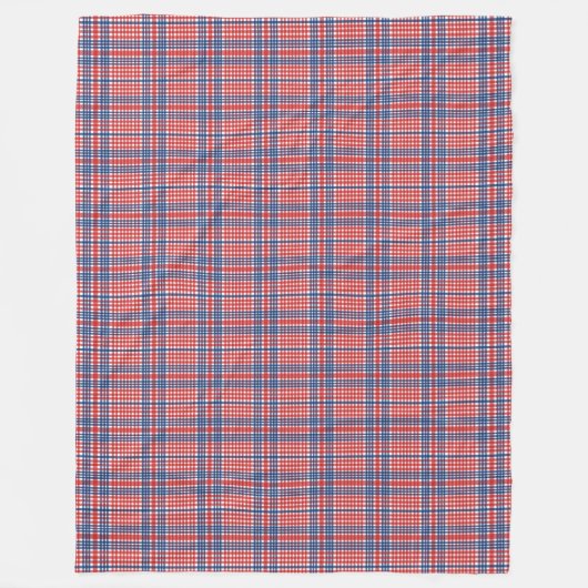 Couverture Polaire Blanche polaire rouge blanc et bleu plaid (Devant)