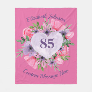 Couverture Polaire Blanche rose 85ème anniversaire pour les femmes