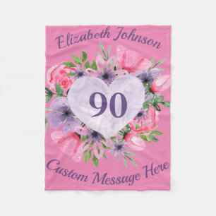 Couverture Polaire Blanche rose florale 90e anniversaire pour les fem