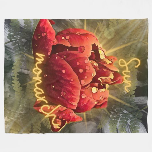 Couverture Polaire Blanche Sherpa aux fleurs (Devant (Horizontal))