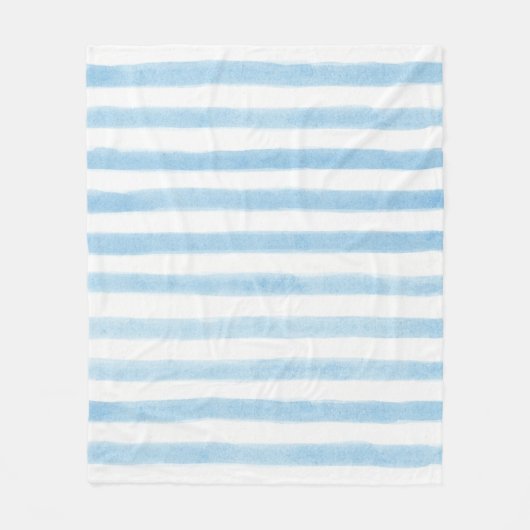 Couverture Polaire Blanche Sherpa rayée bleu pâle et blanc (Devant)