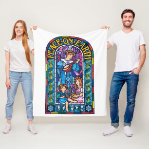 Couverture Polaire Blanche-Toison (50 x 60 po) Paix sur Terre