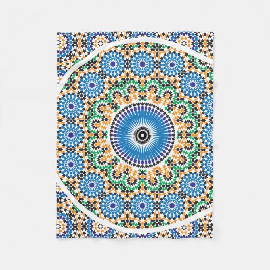 Couverture Polaire Blanche-Toison Motif marocaine (Devant)