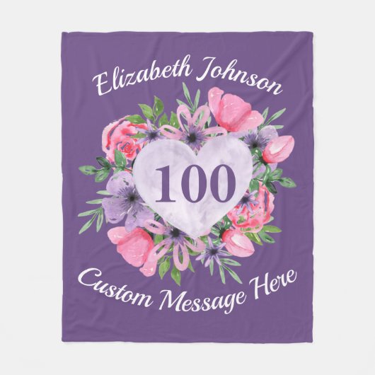 Couverture Polaire Blanche violette 100e anniversaire pour les femmes (Devant)