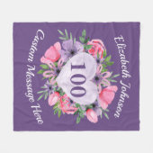Couverture Polaire Blanche violette 100e anniversaire pour les femmes (Devant (Horizontal))
