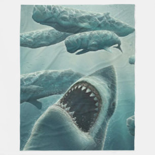 COUVERTURE POLAIRE BLANCHET DE FLOTTE DE REQUINS ET BALEINES