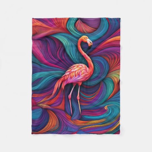 COUVERTURE POLAIRE BLANCHET FLAMANT ROSE ABSTRAIT (Devant)