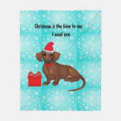 Couverture Polaire Blanchette en laque de neige de Dachshund (Devant)