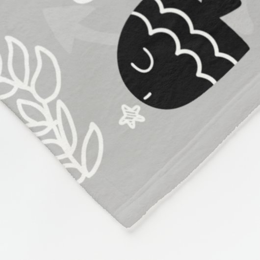 Couverture Polaire Blanchisserie à poisson noir et blanc (Coin)