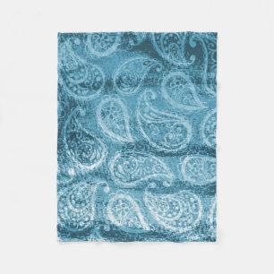 Couverture Polaire Blanchisserie en laiton bleu Paisley
