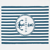 Couverture Polaire Blancs Et Bleus Et Ancre Nautique (Devant (Horizontal))
