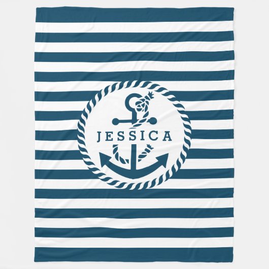 Couverture Polaire Blancs Et Bleus Et Ancre Nautique 2 (Devant)
