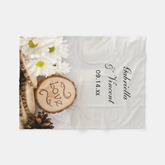 Couverture Polaire Blancs rustiques Mariage de bois (Devant (Horizontal))