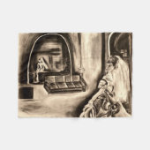 Couverture Polaire BLANKET Mariée Éffrayante en dessin de charbon mir (Devant (Horizontal))