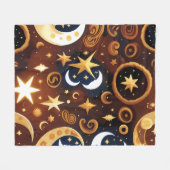 Couverture Polaire Blankets – Golden Ochre Celestial Moon Pattern (Devant (Horizontal))