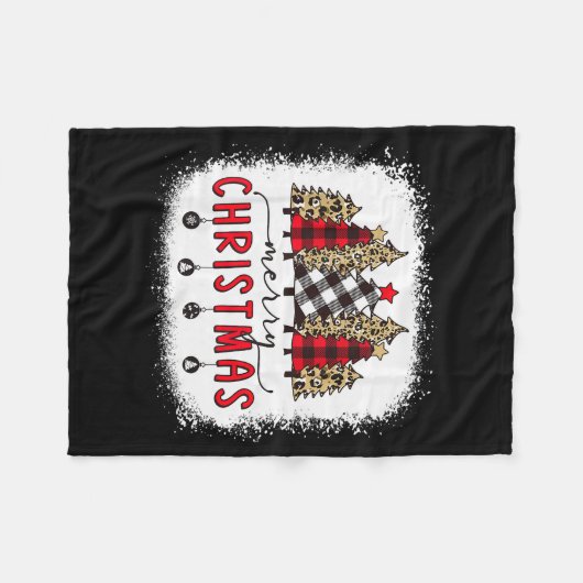 Couverture Polaire Bleached Merry Christmas Tree Funny Leopard Plaid (Devant (Horizontal))