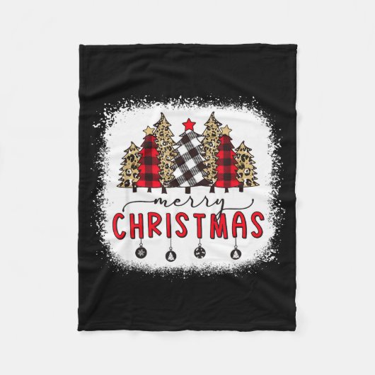 Couverture Polaire Bleached Merry Christmas Tree Funny Leopard Plaid (Devant)