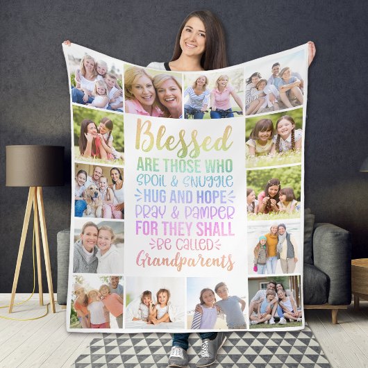 Couverture Polaire Blessé Grand-Parents Photo Collage