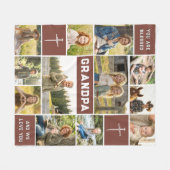Couverture Polaire Blessed Grandpa 12 Photo Collage Custom Text (Devant (Horizontal))