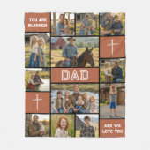 Couverture Polaire Blessed Loved Dad 12 Photo Collage Custom Text (Devant)