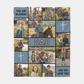 Couverture Polaire Blessed Loved Dad 12 Photo Collage Custom Text (Devant)