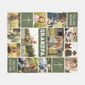 Couverture Polaire Blessed Loved Grandpa 12 Photo Collage Custom Text (Devant (Horizontal))
