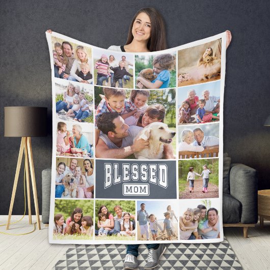 Couverture Polaire Blessed Mom 15 Photo Collage