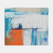 Couverture Polaire Bleu Abstrait et art moderne orange (Devant (Horizontal))