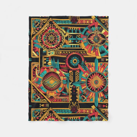 Couverture polaire bleu "Aztec Dream" (Devant)