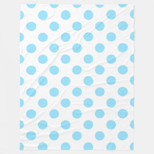 Couverture Polaire Bleu bébé et pois blancs