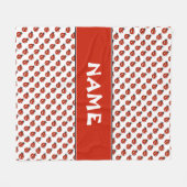 Couverture Polaire Bleu blanc et rouge Ladybugs Nom personnalisé Couv (Devant (Horizontal))