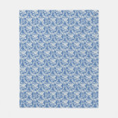 Couverture Polaire Bleu Blanc Floral Motif Botanique Chic (Devant)
