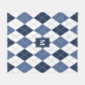 Couverture Polaire bleu blanc Jacquard plaid monogrammé (Devant (Horizontal))