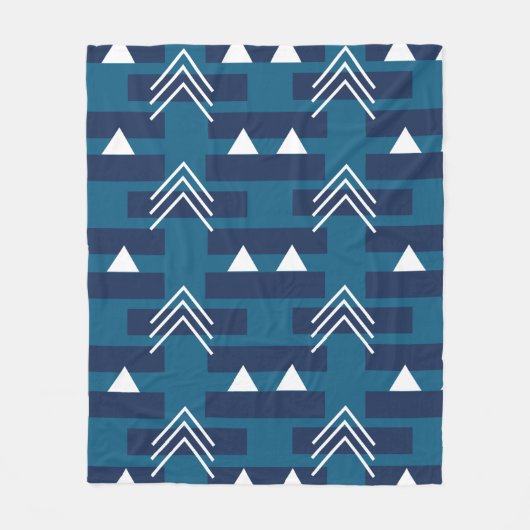 Couverture Polaire Bleu blanc moderne géométrique (Devant)