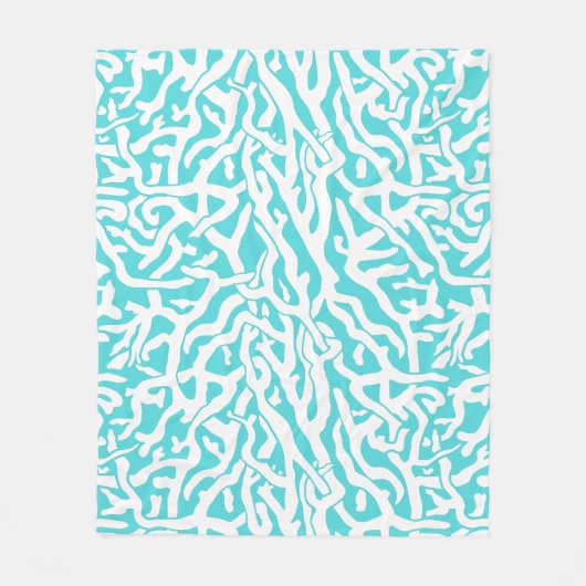 Couverture Polaire Bleu blanc nautique d'Aqua de motif de récif (Devant)