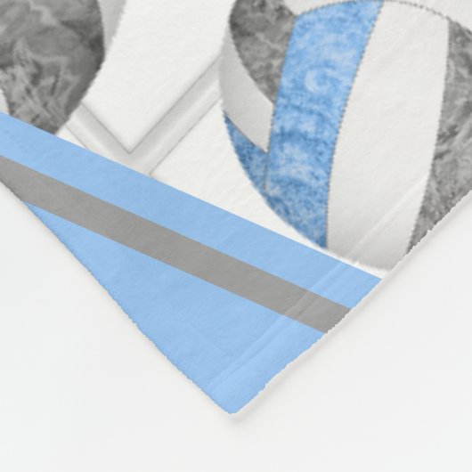 Couverture Polaire Bleu bleu gris ceint volleyballs motif net accent (Coin)