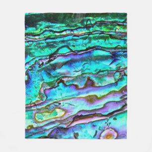 Couverture Polaire Bleu Bleu Vert Paua Abalone coque Blanche