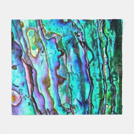 Couverture Polaire Bleu Bleu Vert Paua Abalone coque Blanche (Devant (Horizontal))