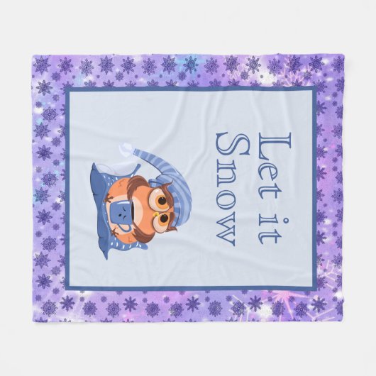 Couverture Polaire Bleu Chouette Bébé Casquette (Devant (Horizontal))