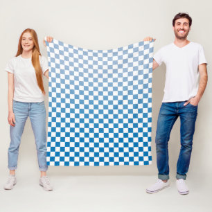Couverture Polaire Bleu clair à bleu foncé À damiers Motif